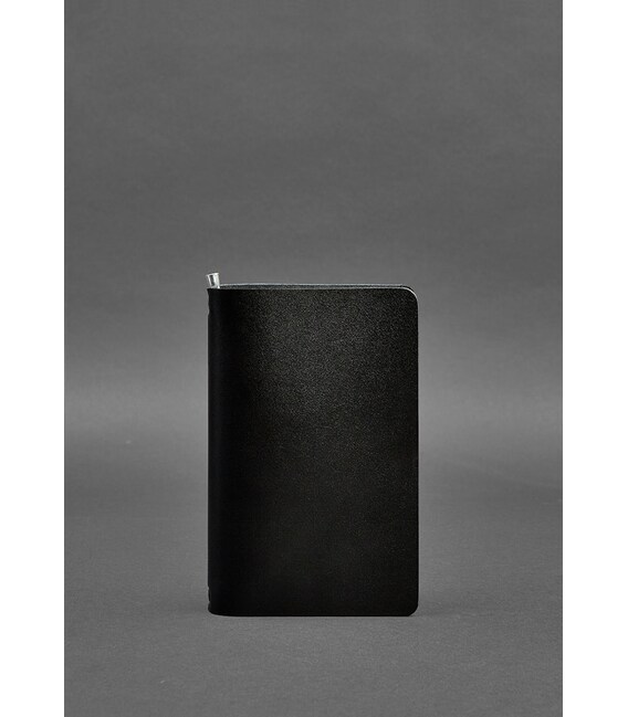 Угольно-черный кожаный блокнот (софт-бук) 8.0 на резинке фото, картинка, изображение