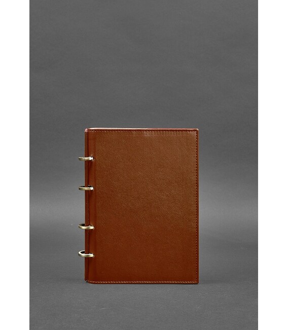 Шкіряний блокнот на кільцях (софт-бук) 9.0 з твердою коричневою обкладинкою картинка, зображення, фото
