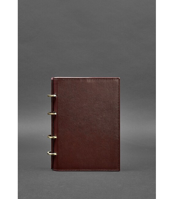 Шкіряний блокнот на кільцях (софт-бук) 9.0 з твердою бордовою обкладинкою картинка, зображення, фото