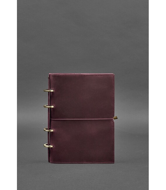 Кожаный блокнот А5 на кольцах (софт-бук) 9.0 в мягкой бордовой обложке фото, картинка, изображение