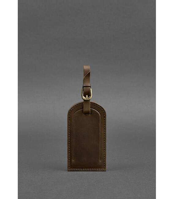 Шкіряна бірка для багажу 2.0 Темно-коричнева Crazy Horse картинка, зображення, фото