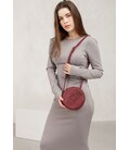 Кожаная круглая женская сумка Бон-Бон бордовая картинка, изображение, фото
