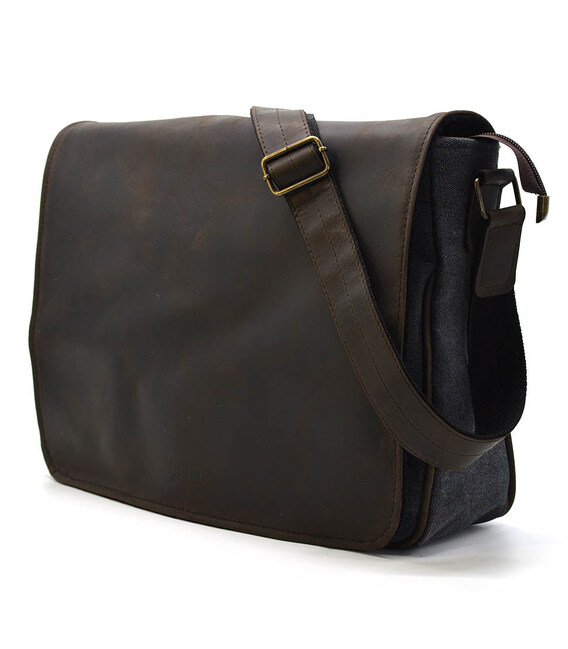 Сумка чоловіча через плече зі шкіри та канвасу TARWA RCg-1047-3md фото, картинка, изображение