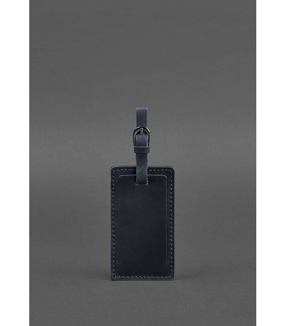 Шкіряна бірка для багажу 3.0 Темно-синя Crazy Horse картинка, зображення, фото