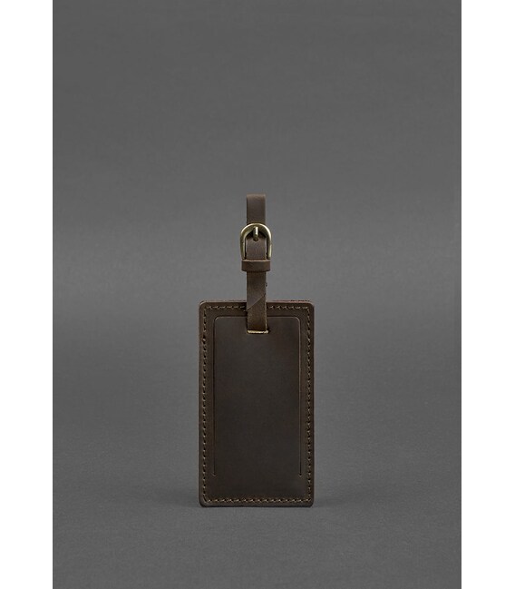 Шкіряна бірка для багажу 3.0 Темно-коричнева Crazy Horse картинка, зображення, фото