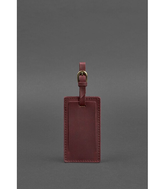 Кожаная бирка для багажа 3.0 Бордовая Crazy Horse фото, картинка, изображение