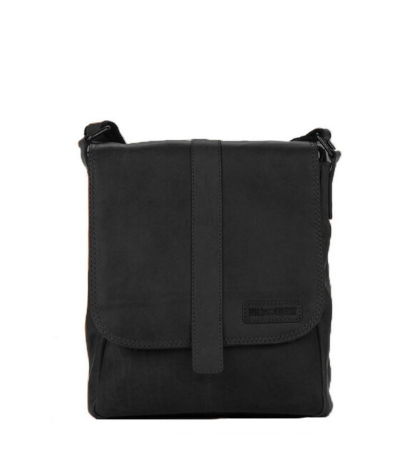 Шкіряна сумка через плече із клапаном чорна Hill Burry HB3095 фото, картинка, изображение