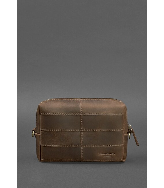 Шкіряна косметичка-несесер 3.1 Темно-коричнева Crazy Horse картинка, зображення, фото