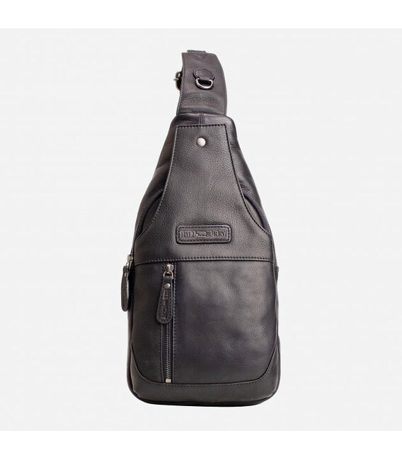 Сумка-слінг чоловіча шкіряна Hill Burry HB6101A Чорна фото, картинка, изображение