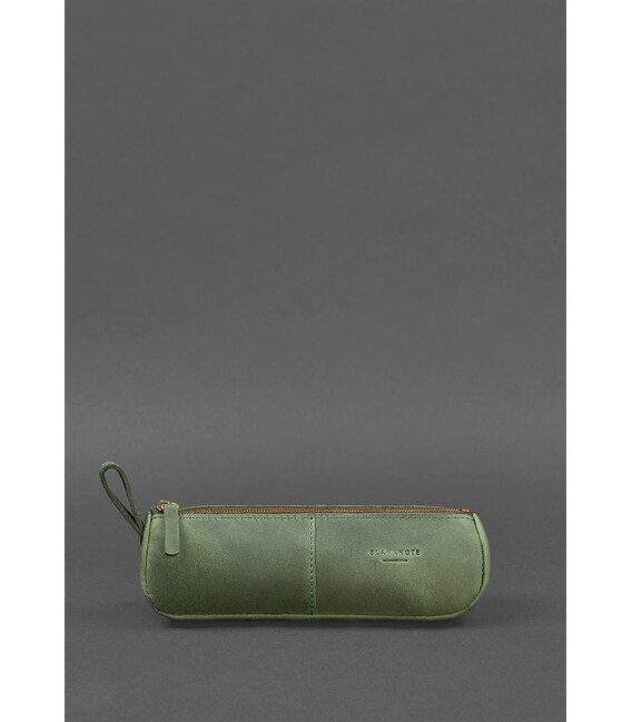 Кожаный пенал-несессер (футляр для очков) 4.0 Зеленый Crazy Horse фото, картинка, изображение