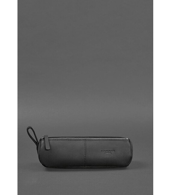 Кожаный пенал-несессер (футляр для очков) 4.0 Черный Crazy Horse фото, картинка, изображение