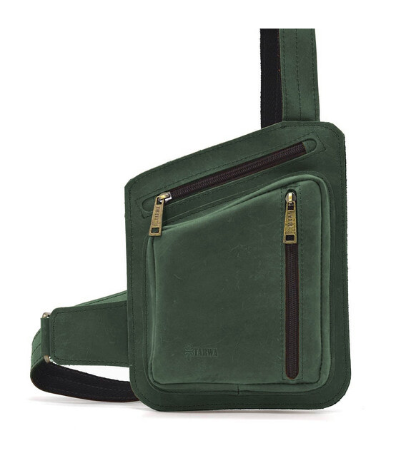 Шкіряна нагрудна сумка, рюкзак-слінг із кінської шкіри TARWA RE-235-3md фото, картинка, изображение