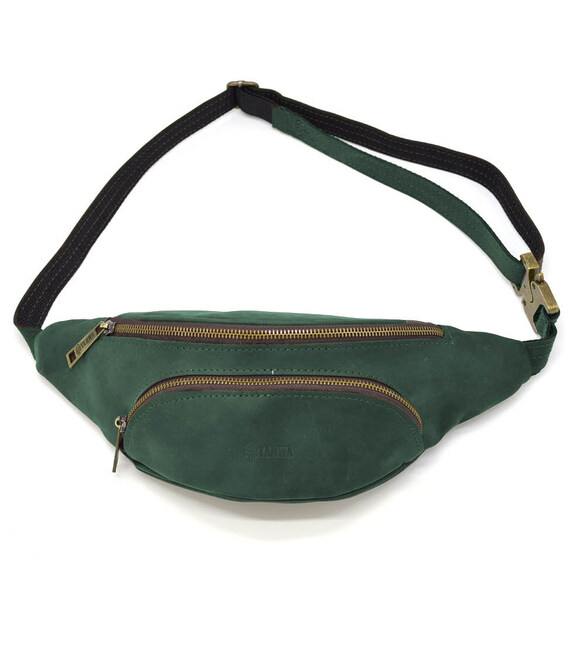 Поясна сумка бананка зелена шкіряна RE-30351-3md TARWA фото, картинка, изображение
