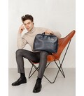 Кожаная деловая сумка Attache Briefcase синий фото, картинка, изображение