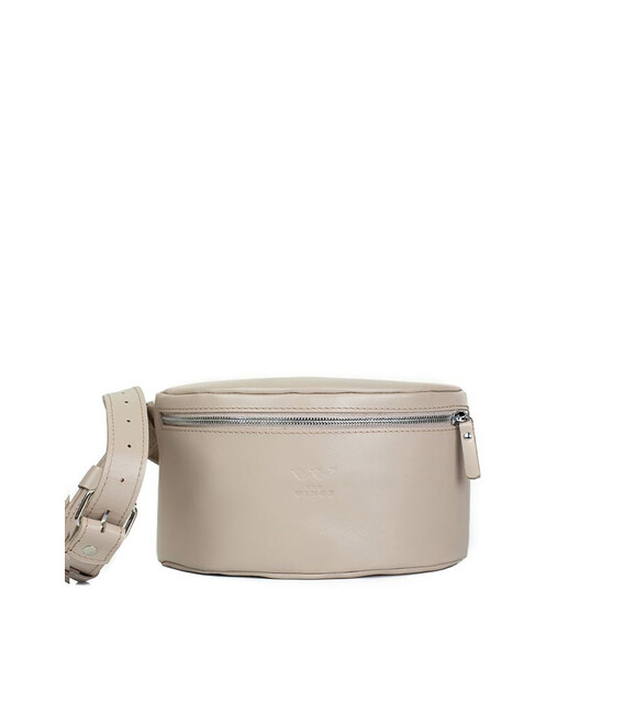 Женская кожаная поясная сумка бежевая фото, картинка, изображение