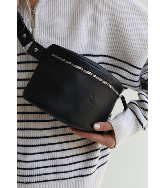 Шкіряна поясна сумка чорна картинка, зображення, фото