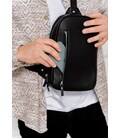 Мужская кожаная сумка Chest bag черная картинка, изображение, фото