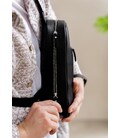 Мужская кожаная сумка Chest bag черная картинка, изображение, фото
