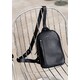 Чоловіча шкіряна сумка Chest bag чорна картинка, зображення, фото