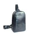 Чоловіча шкіряна сумка Chest bag синя картинка, зображення, фото