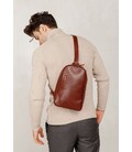 Чоловіча шкіряна сумка Chest bag світло-коричнева картинка, зображення, фото
