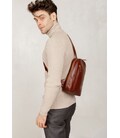 Мужская кожаная сумка Chest bag светло-коричневая картинка, изображение, фото