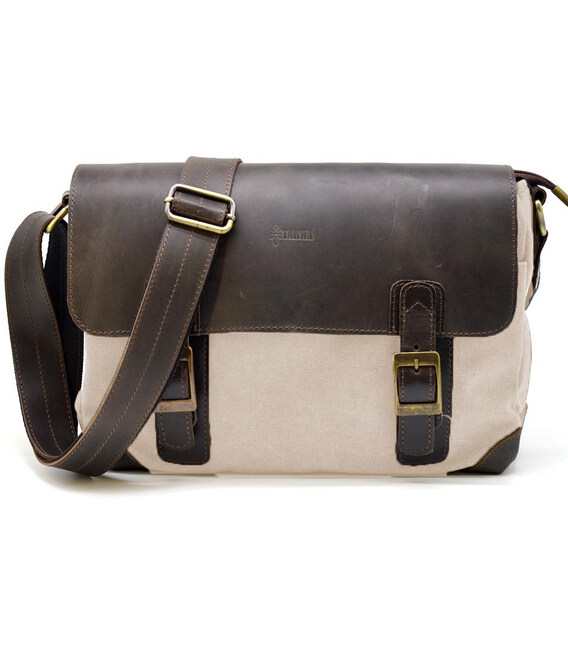 Чоловіча сумка через плече шкіра та канвас парусина RGj-6002-3md TARWA фото, картинка, изображение