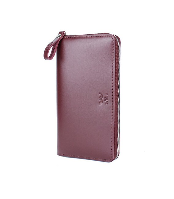 Кожаное портмоне Keeper zip винный фото, картинка, изображение