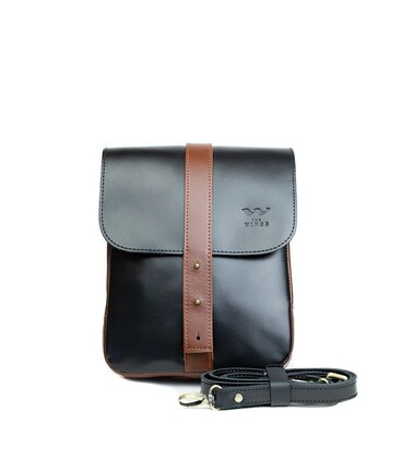 Мужская кожаная сумка Mini Bag черно-коричневая картинка, изображение, фото