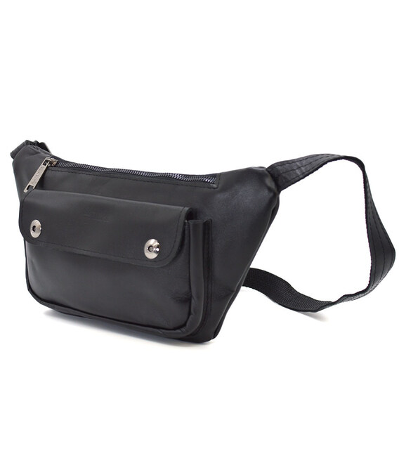 Шкіряна бананка напоясна сумка чорна наппа GA-8145-3md TARWA фото, картинка, изображение