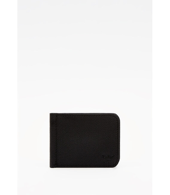 Кожаный зажим для денег черный сафьян фото, картинка, изображение