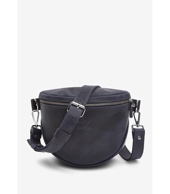 Кожаная сумка поясная-кроссбоди Vacation синяя винтажная фото, картинка, изображение