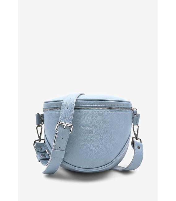Кожаная сумка поясная-кроссбоди Vacation голубая флотар фото, картинка, изображение