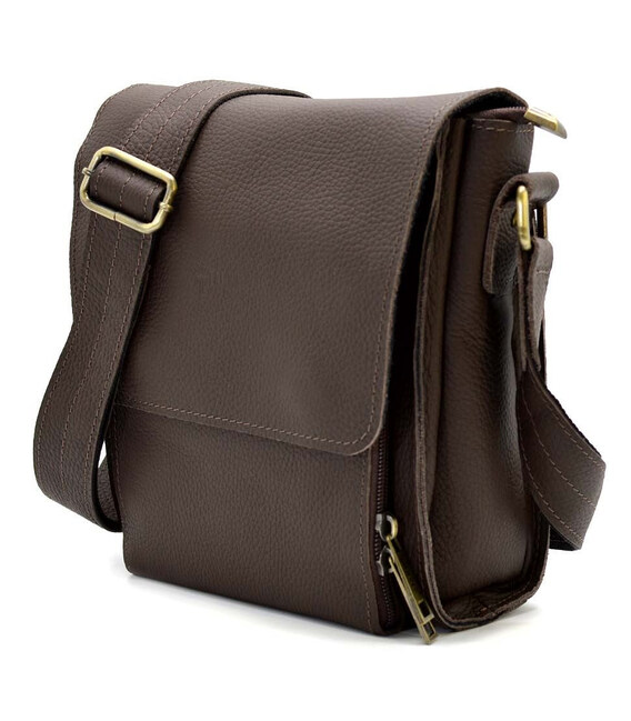 Чоловіча сумка шкіряна через плече FC-3027-3md від TARWA коричневий флотар фото, картинка, изображение