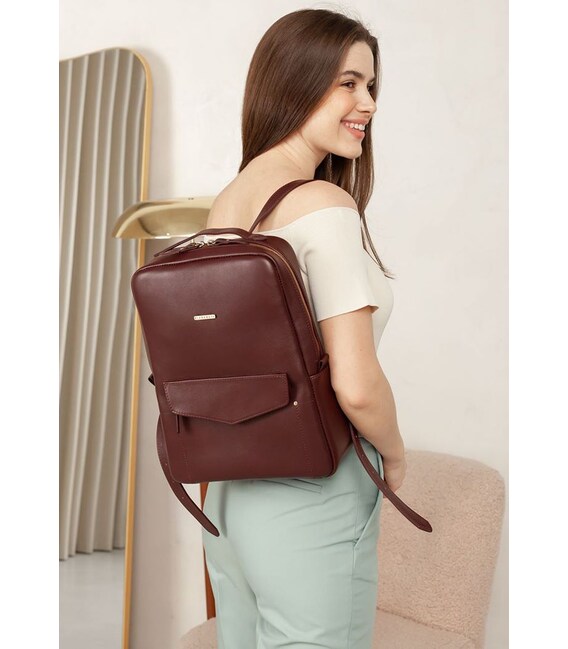 Шкіряний міський жіночий рюкзак на блискавці Cooper бордовий картинка, зображення, фото