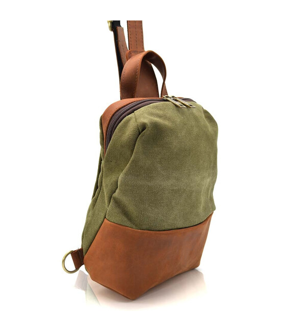 Чоловічий слінг через плече, нагрудна сумка зі шкіри та канвас TARWA RBH-1905-3md фото, картинка, изображение