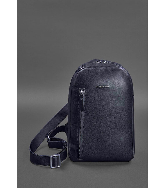 Кожаный мужской рюкзак (сумка-слинг) на одно плечо Chest Bag синий фото, картинка, изображение