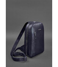Кожаный мужской рюкзак (сумка-слинг) на одно плечо Chest Bag синий фото, картинка, изображение
