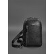 Кожаный мужской рюкзак (сумка-слинг) на одно плечо Chest Bag черный фото