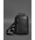 Кожаный мужской рюкзак (сумка-слинг) на одно плечо Chest Bag черный картинка, изображение, фото