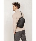Кожаный мужской рюкзак (сумка-слинг) на одно плечо Chest Bag черный картинка, изображение, фото