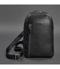 Кожаный мужской рюкзак (сумка-слинг) на одно плечо Chest Bag черный картинка, изображение, фото