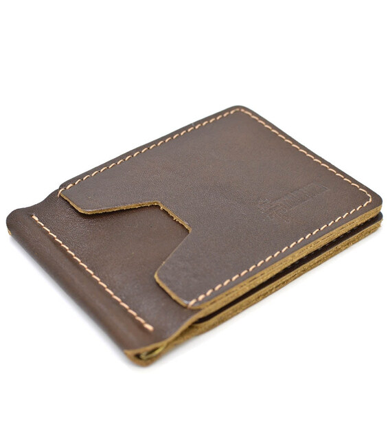 Шкіряний затискач для грошей мякий коричневий GQw-hold-001 TARWA фото, картинка, изображение