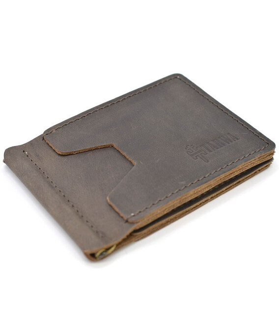 Шкіряний затискач для грошей ручної роботи коричневий RCc-hold-001 TARWA фото, картинка, изображение