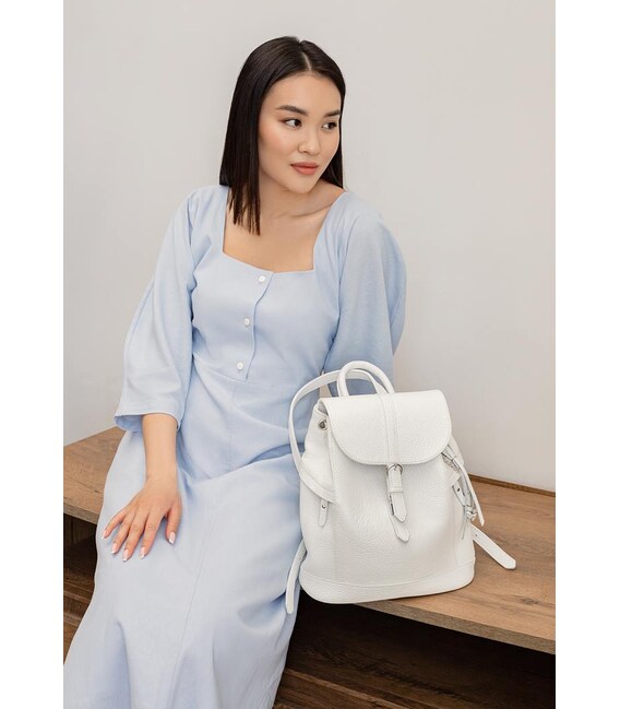 Кожаный женский рюкзак Олсен белый фото, картинка, изображение