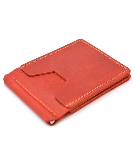 Шкіряний затискач для грошей ручної роботи червоний RRc-hold-001 TARWA фото, картинка, изображение