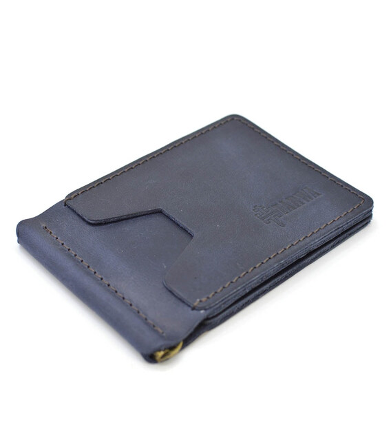 Шкіряний затискач для грошей ручної роботи синій RK-hold-001 TARWA фото, картинка, изображение