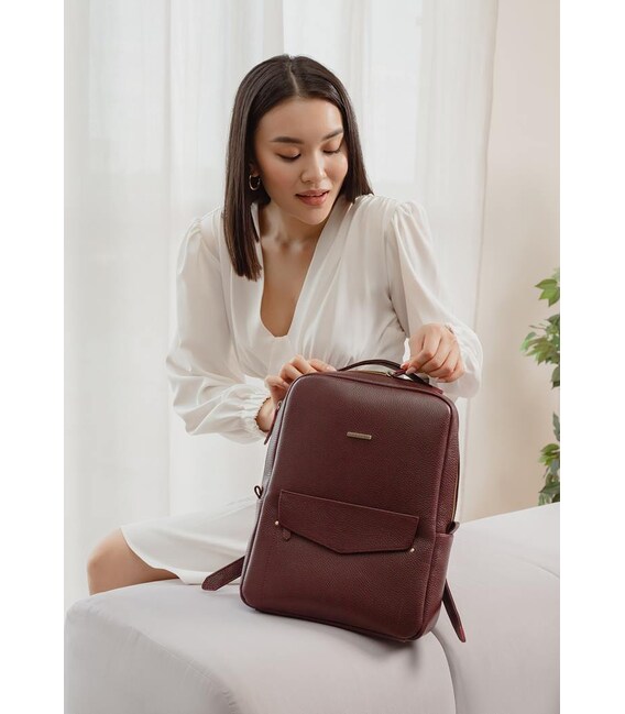 Шкіряний жіночий міський рюкзак на блискавці Cooper марсала флотар картинка, зображення, фото