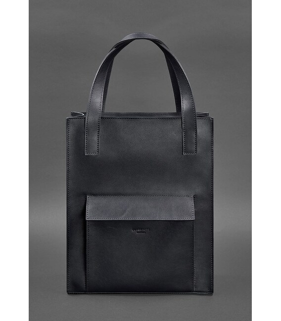 Шкіряна жіноча сумка шоппер Бетсі з кишенею синя Краст картинка, зображення, фото