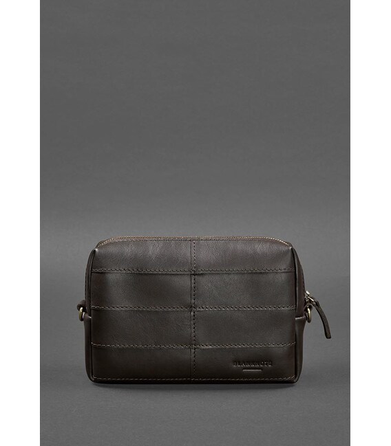 Кожаная косметичка-несессер 3.1 Темно-коричневый краст фото, картинка, изображение